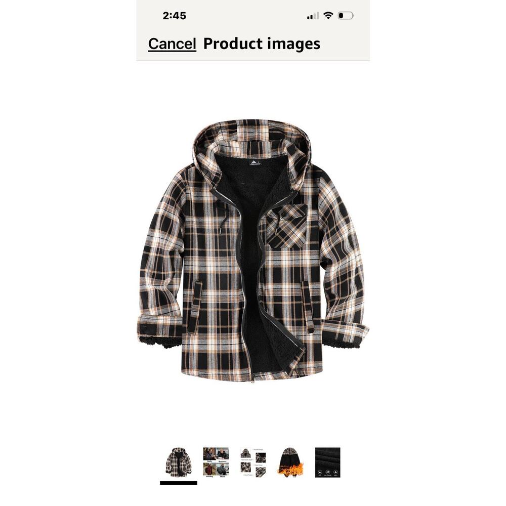 SCODI Men's Flannel Shirt Jacket Fleece Sherpa Lined Plaid Jackets Coat Full Zip